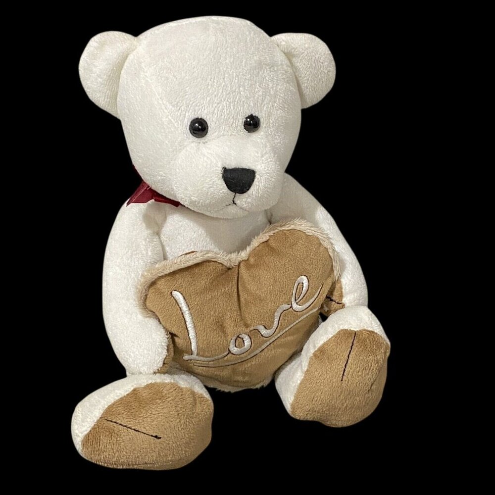 Chrisha Playful Plush Teddy Bear with‎ Heart 11" Stuffed Animal Valentine Love